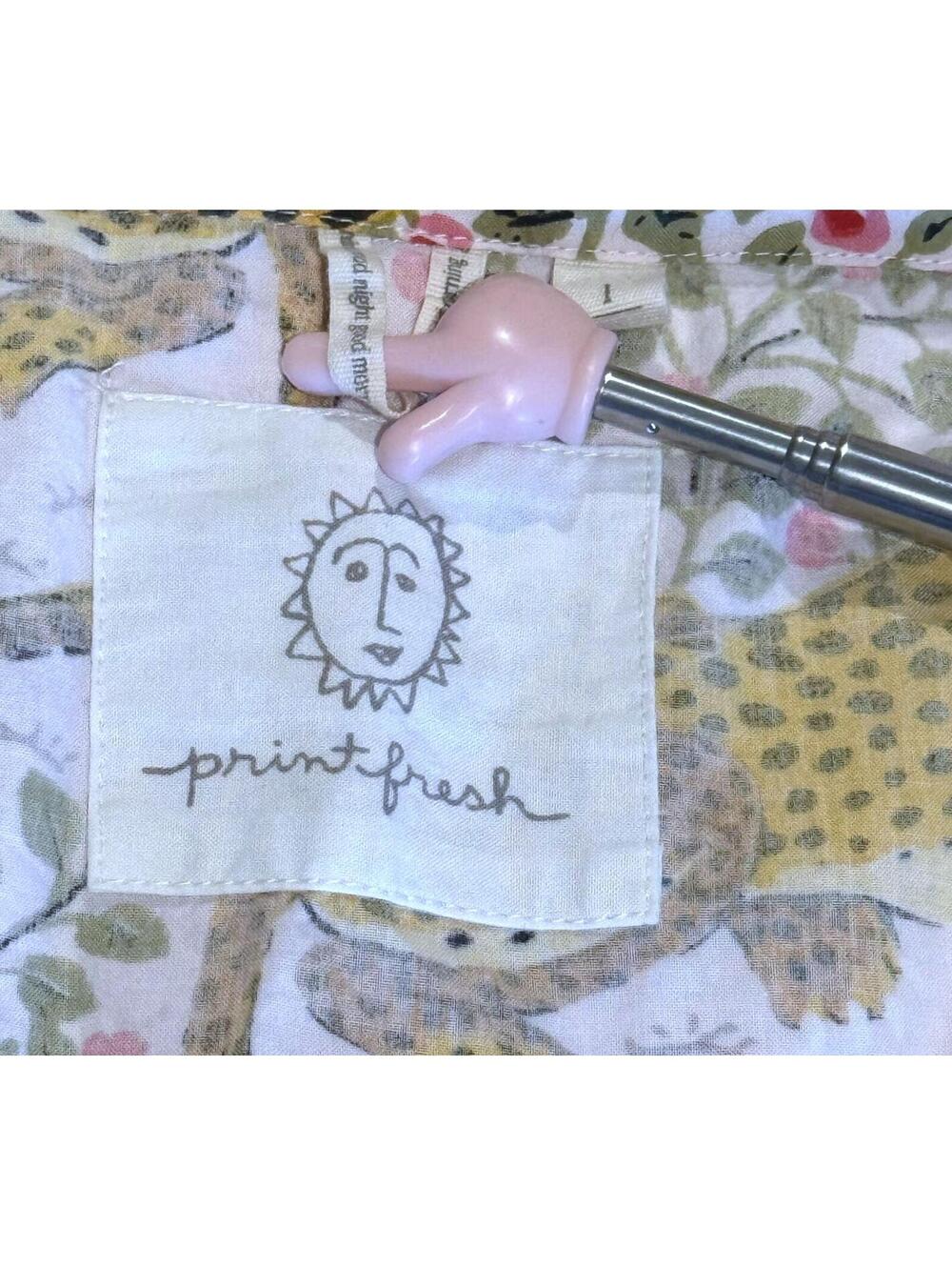 Printfresh Cotton Pajama Top with Leopard & Floral Motif in Pink, Yellow, Green - Picture 3 of 5